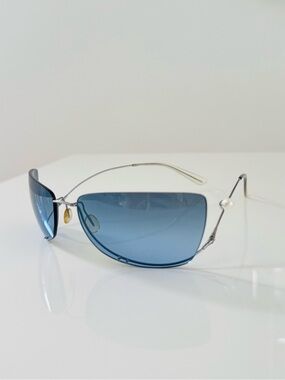 RARE🦋 Vintage Authentic Chanel blue pearl rimless sunglasses